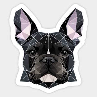 French Bulldog Geometric Portrait - Black Sticker